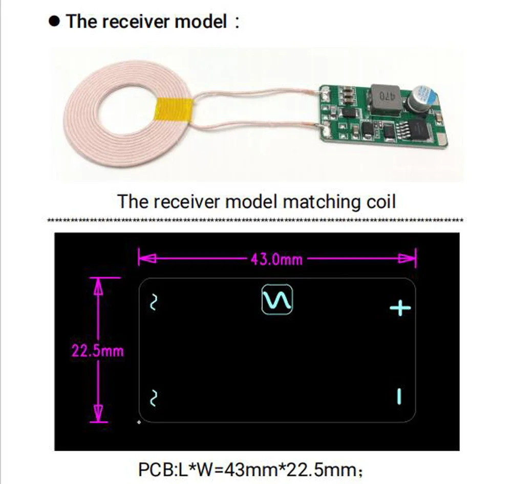 30W Remote wireless power supply charging Module coil DC 12V 24V 2.5A Transmitter + receiver Robot battery charger TX & RX