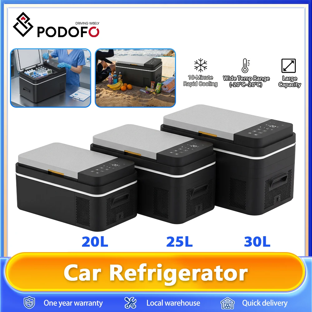 Congélateur-réfrigérateur de voiture 20L/25L/30L, refroidisseur portable à compresseur avec contrôle par application 12/24V DC 100-240V AC pour le camping, les voyages, la maison