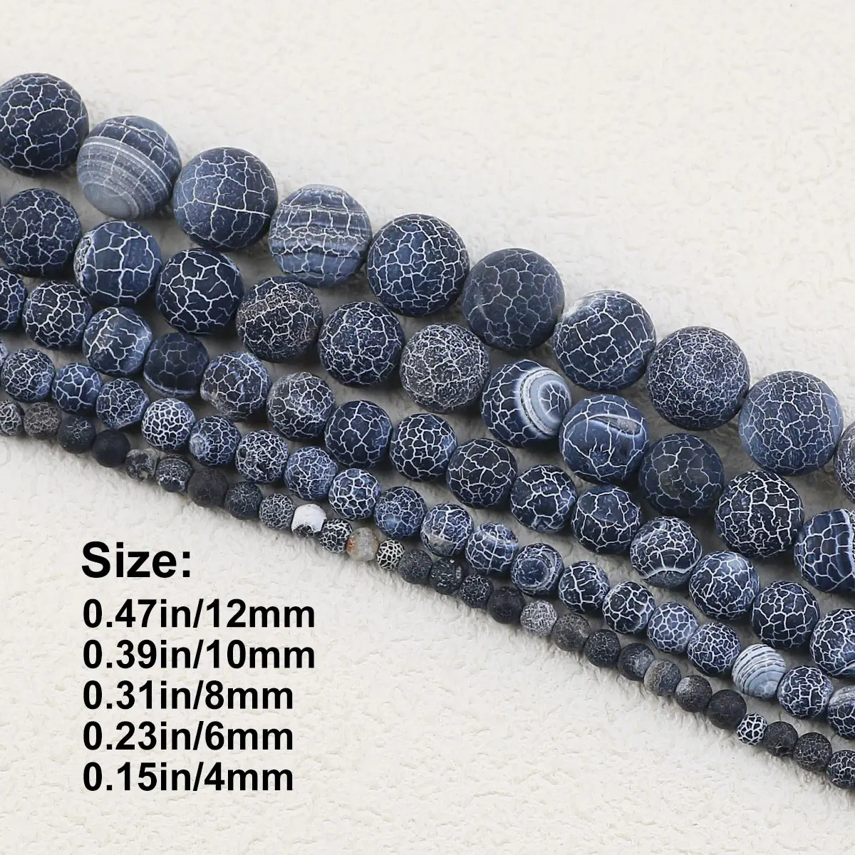 4 6 8 10 12mm Natural Stone Black Weathered Agate Beads Round Loose For Jewelry Charms Bracelet Necklace Handmade Making DIY
