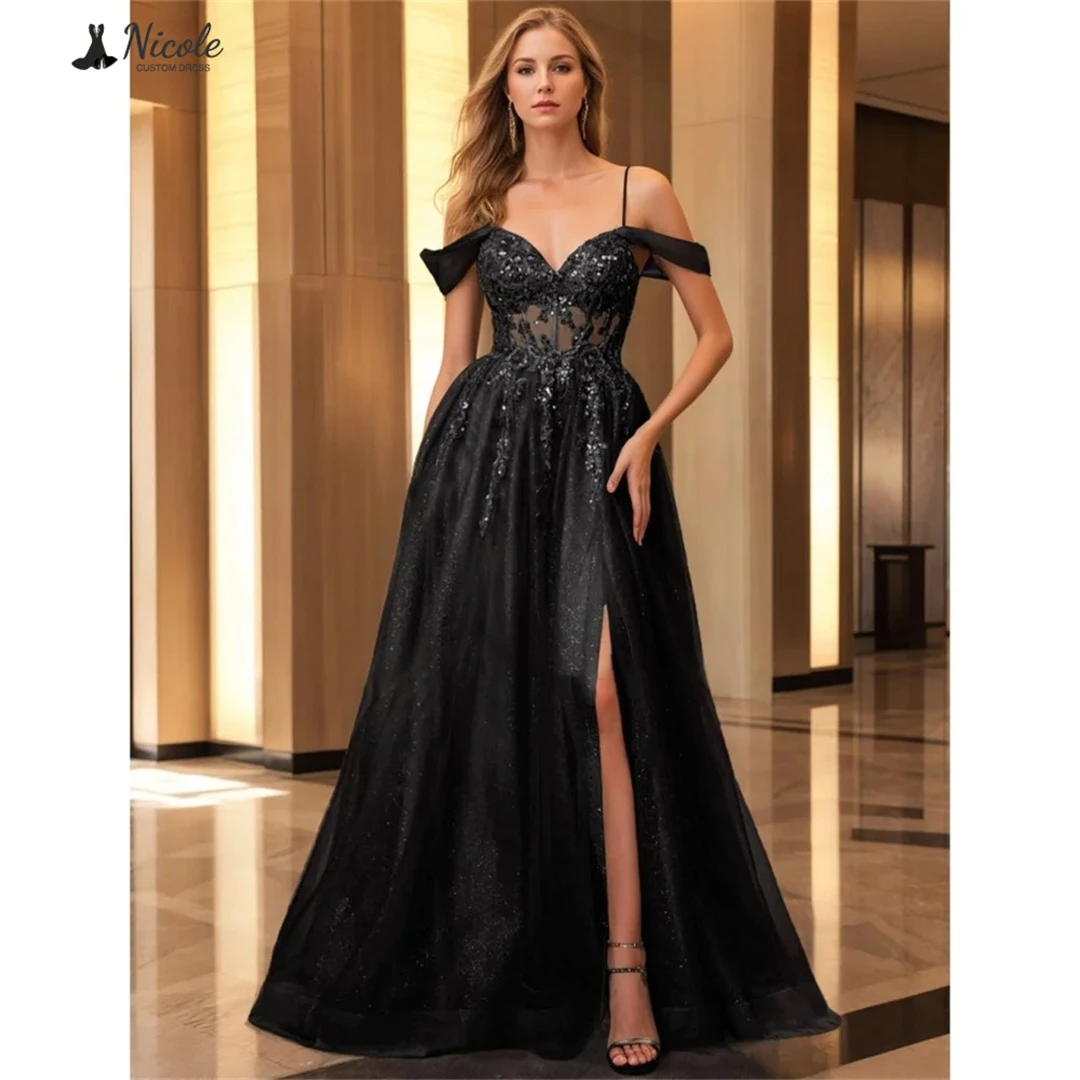 

Nicole Elegant Women's Dresses for Wedding Party Dresses Woman 2025 Slim Shoulder Straps Custom Made Line A Evening Dress 2025