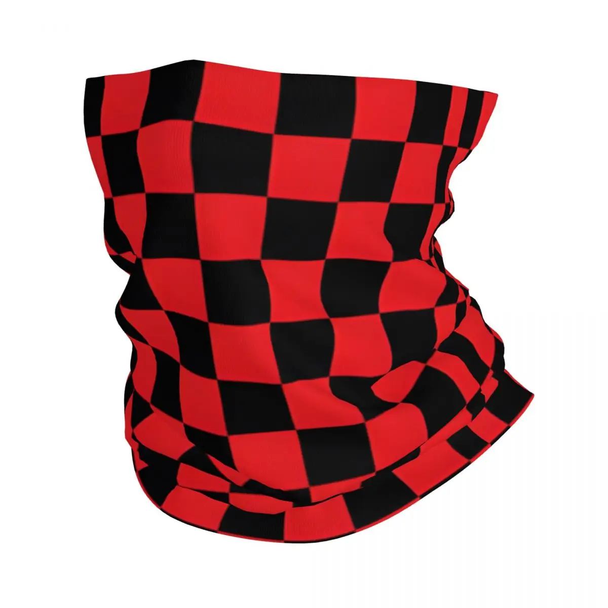 Red And Black Checkerboard Bandana Neck Cover Wrap Scarf Balaclava Cycling Unisex Adult Breathable