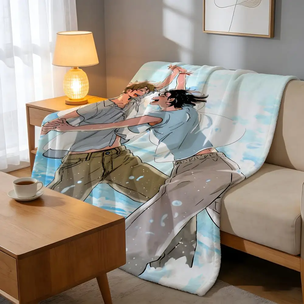 Throw High-Density Short Plush Blanket For Sofa Nap Air-Conditioned Room Soft Skin-Friendly Anime Stranger By The Shore