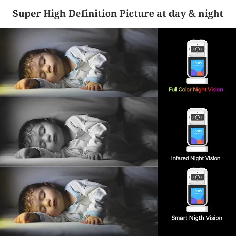 2,8-дюймовый IPS-дисплей, видеоняня 355 °   PTZ-камера 3-мегапиксельная двусторонняя аудиокамера ночного видения для защиты безопасности, камера видеонаблюдения