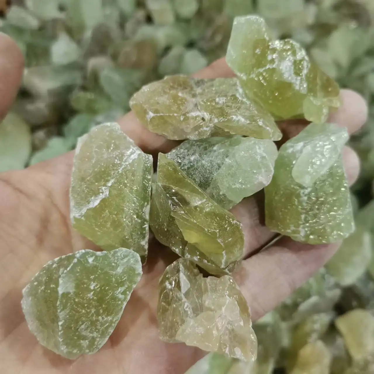 Natural Raw Green calcite Crystal Rough gem Chips