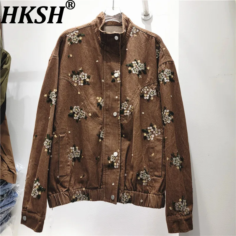 HKSH Women Jacket Fashion Casual High-End Embroidered Flares Sequined Design Chic Vintage Loose Stylish Long Sleeve Coat HK26753
