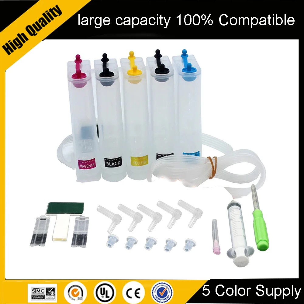 Universal 5-Color CISS Continuous Ink System Kit Compatible For HP/Canon/Brother/Epson Printers All-in-One Refillable Cartridge