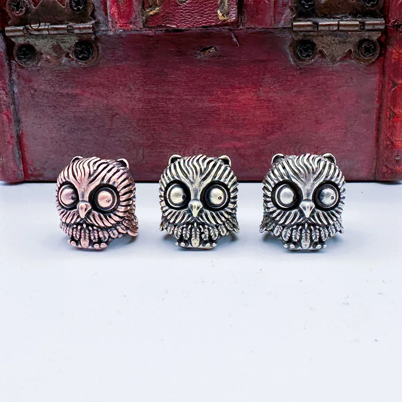 Cute Owl Brass Knife Bead EDC Outdoor DIY Paracord Woven Bracelets Accessories Lanyard Pendant Umbrella Rope Flashlight Hangings