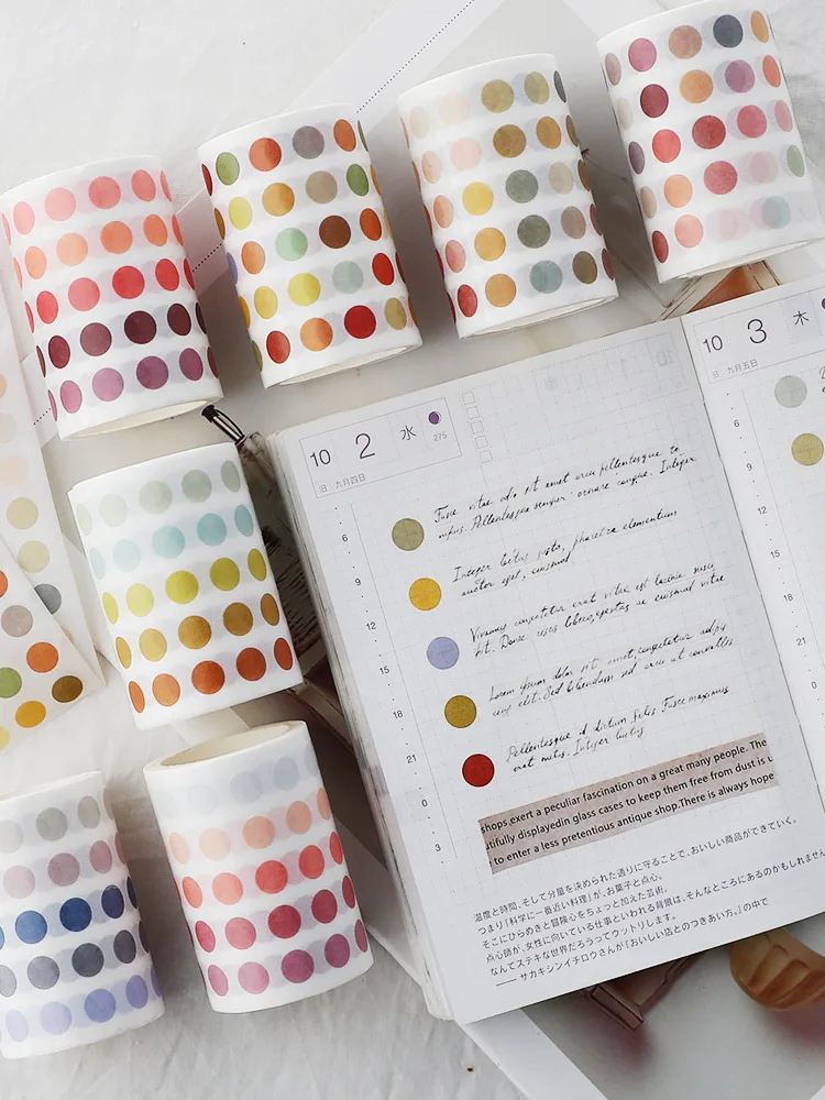 Color base solid color polka dot dot sticker tape ins wind hand account and paper dot sticker