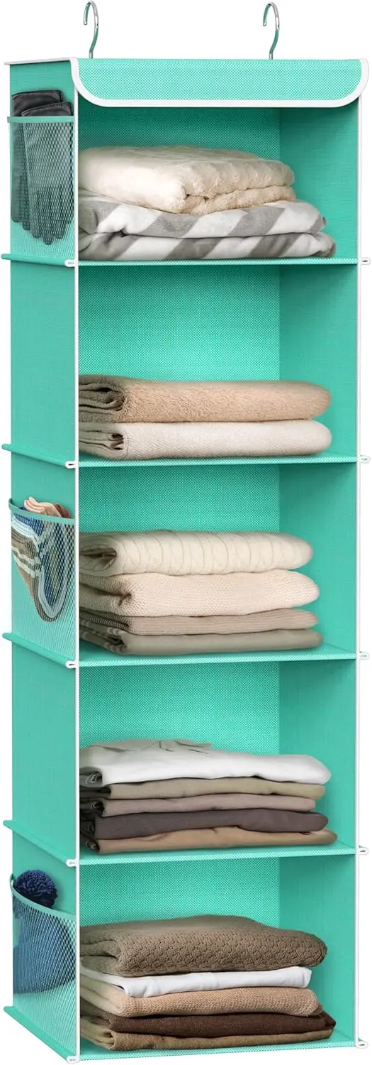 

5 Shelf Hanging Closet Organizer, Turquoise