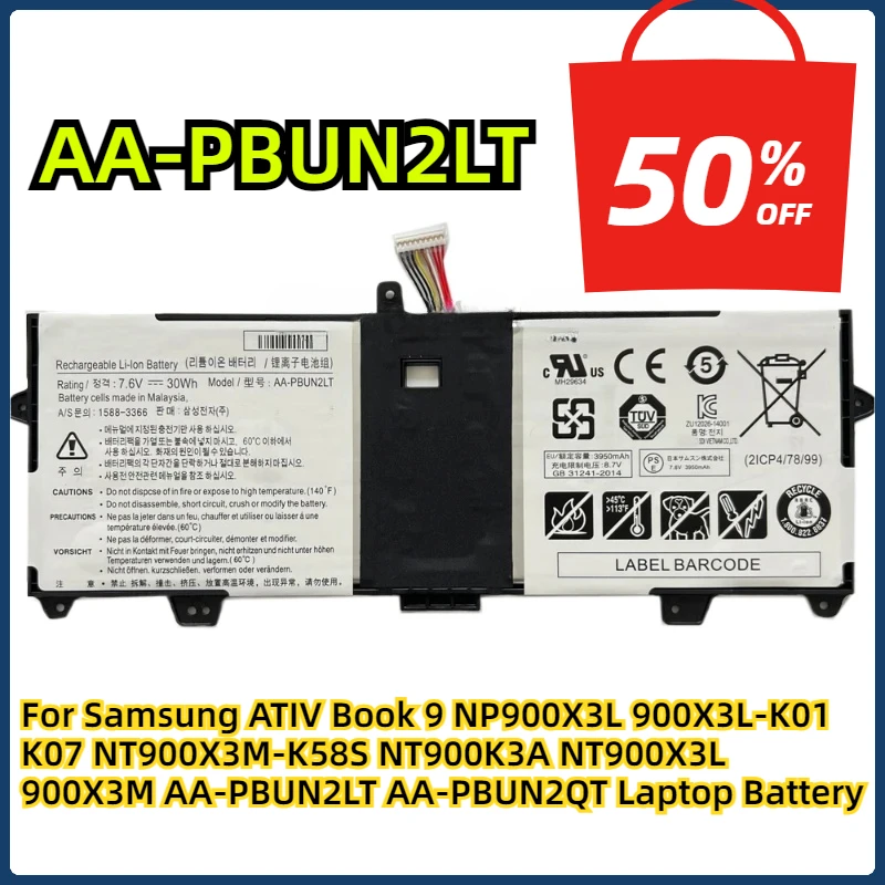 

Для Samsung ATIV Book 9 NP900X3L 900X3L-K01 K07 NT900X3M-K58S NT900K3A NT900X3L 900X3M AA-PBUN2LT Аккумулятор для ноутбука