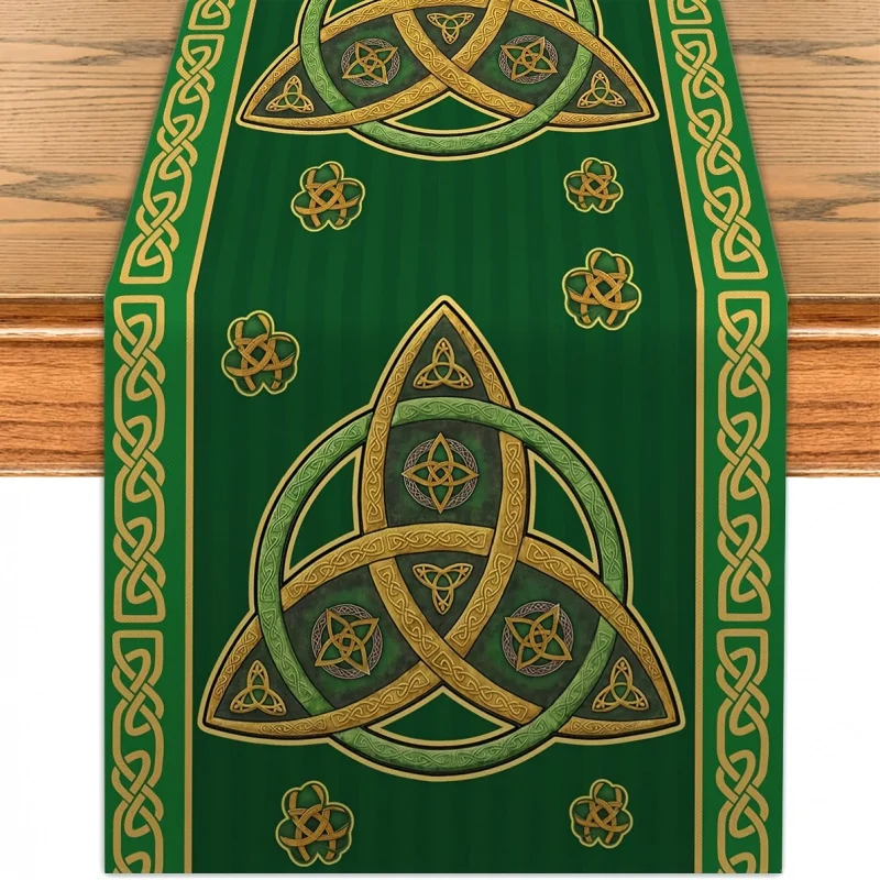 VIKAMA Exquisite Trinity Knot Table Runner Perfect For St Patricks Day Feasts Pub Nights And Irish Themed Gatherings Decor