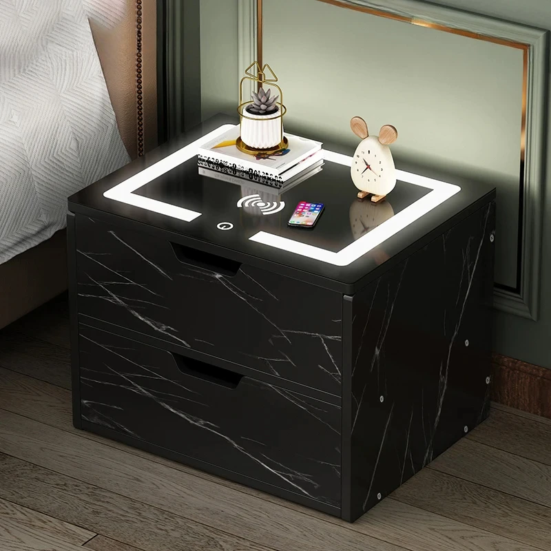 Nordic Smart Nightstands luxury Bedroom Furniture Household Multifunctional Wireless Charging Bedside Table with Lamp locker