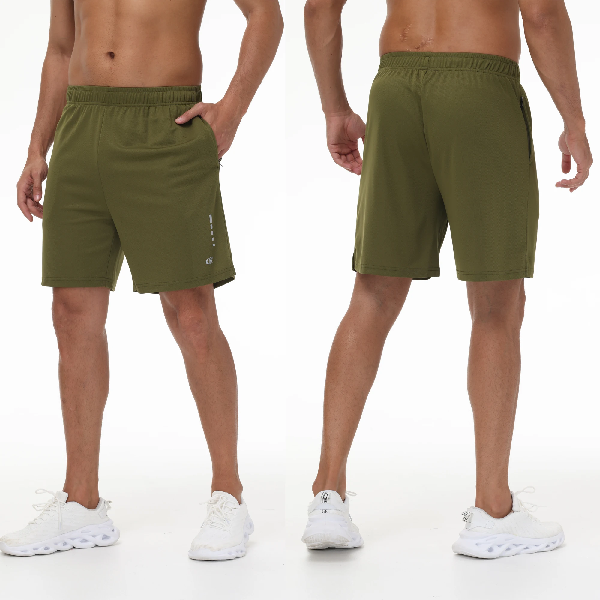 Men Summer Casual Breathable Mesh Shorts, High Quality Sport Short Pants, Stretch 7 Inch Shorts with Zipper Pockets