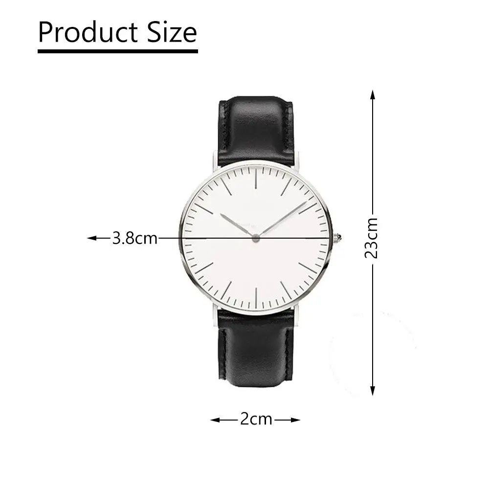 Fashion Casual Designer Simple Leather Quartz Watch Wristwatch Watchband