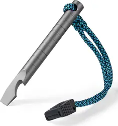 TISUR Titanium EDC Pry Bar, Keychain Prybar Multitool With Beer Bottle Opener, 6 in 1 Portable Pocket Mini Crowbar Tool (Gray)