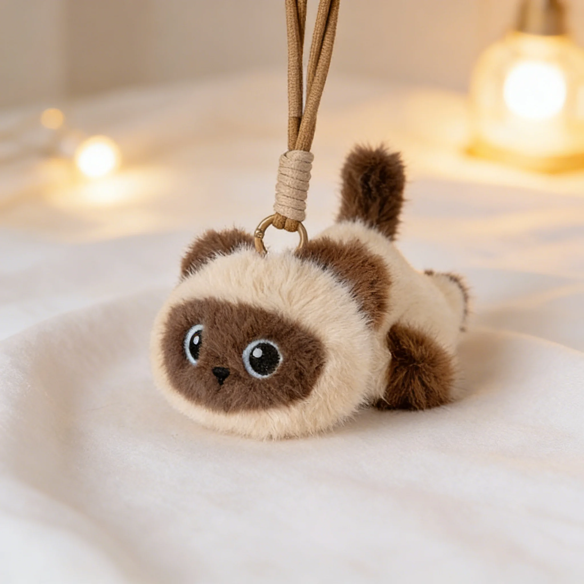 

Cute Fluffy Cat Plush Keychain Soft Stuffed Kitten Bag Pendant Lovely Animal Keyring for Bag Decoration Gift