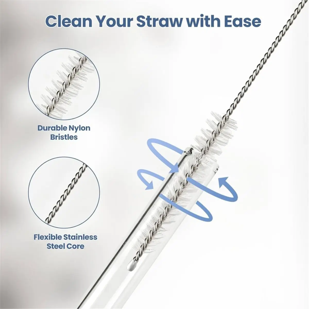 Replacement Straw for BlendBOSS Personal Smoothie Blender Tumbler,2pcs Reusable Glass Straws with 2 Cleaning Brush