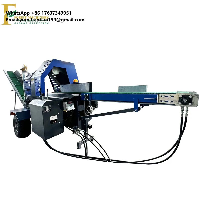 Firewood Processor Log Splitter Gasline Powered Forestry Machinery Firewood Cutter and Splitter Wood Processor with Conveyor