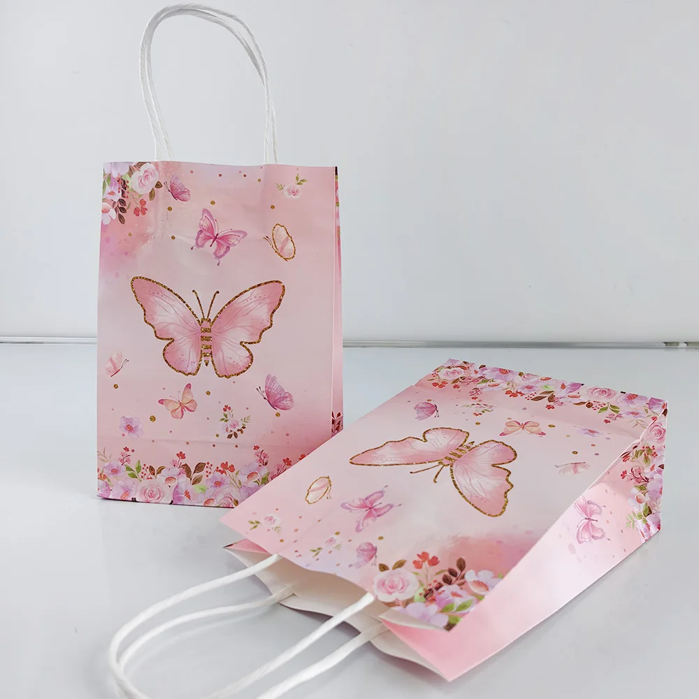 4/8/12/16/20pcs sacchetti regalo per feste a farfalla sacchetti di carta colorati sacchetti per dolcetti bambini farfalla decorazione per feste di