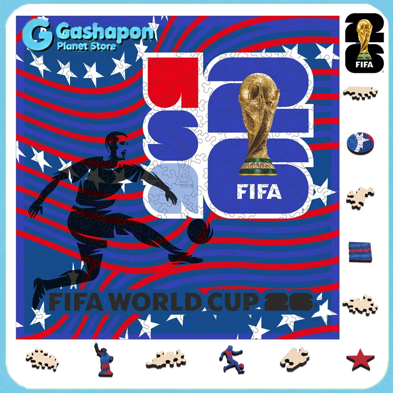 

USA 2026 FIFA World Cup Wooden Puzzle 3D Poster Canada Mexico Soccer Fan Collectible Gift Toy Family Game Brain Teaser