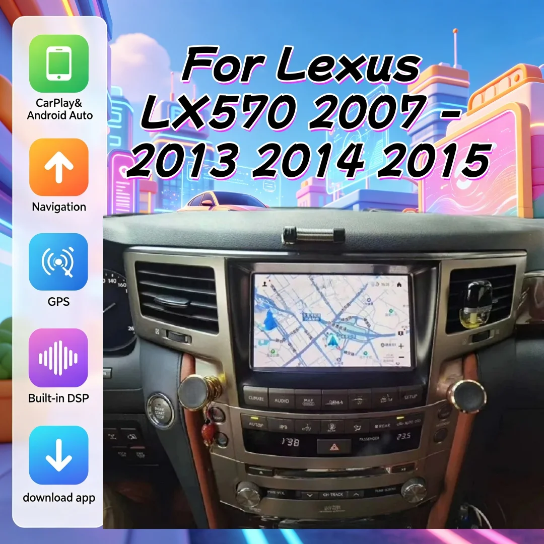 

Автомобильная навигационная система Android 13 с 8-дюймовым экраном BT для Lexus LX570 2007-2015, Carplay, GPS, Navirider, радио, стерео, мультимедийный видеоплеер, HU