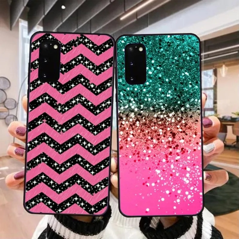 Luxury Glitter Pink Bling Phone Case for Realme GT 2 9i 8i 7i Pro X50 X2 C35 C21 C20 C11 C3 Black Soft Phone Cover Funda