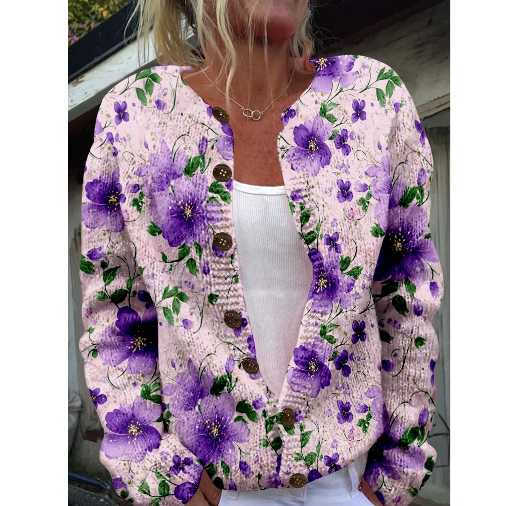 

Autumn Winter Knitted Sweet floral Cardigan Sweater Streetwear Women Sweaters Knit Top Casual Cool Jumpers Fashion