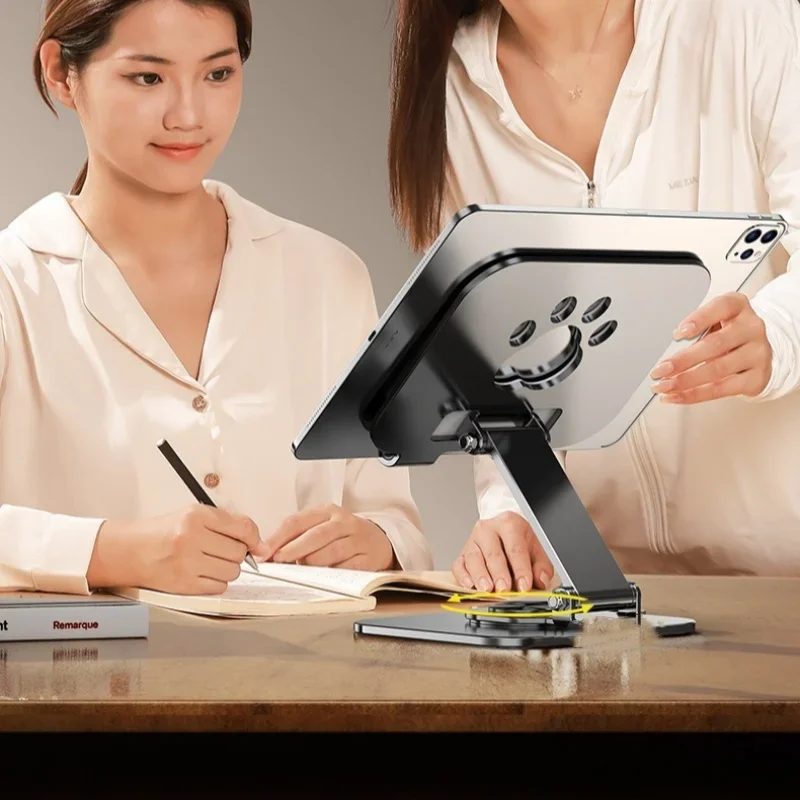 1Pcs Tablet Phone Holder Foldable Carbon steel Tablet  Bracket Stand 360° Rotation Hollowed Cooling Holder Live Streaming Stand