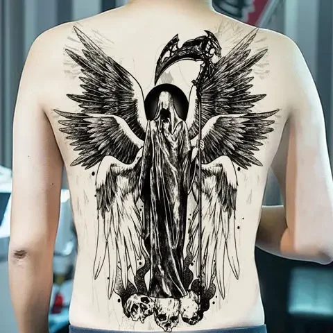 Pegatinas de tatuaje de alas de hierbas para mujer y hombre, Tatuajes Temporales Punk, tatuaje falso de Ángel impermeable, pegatina de tatuaje duradera