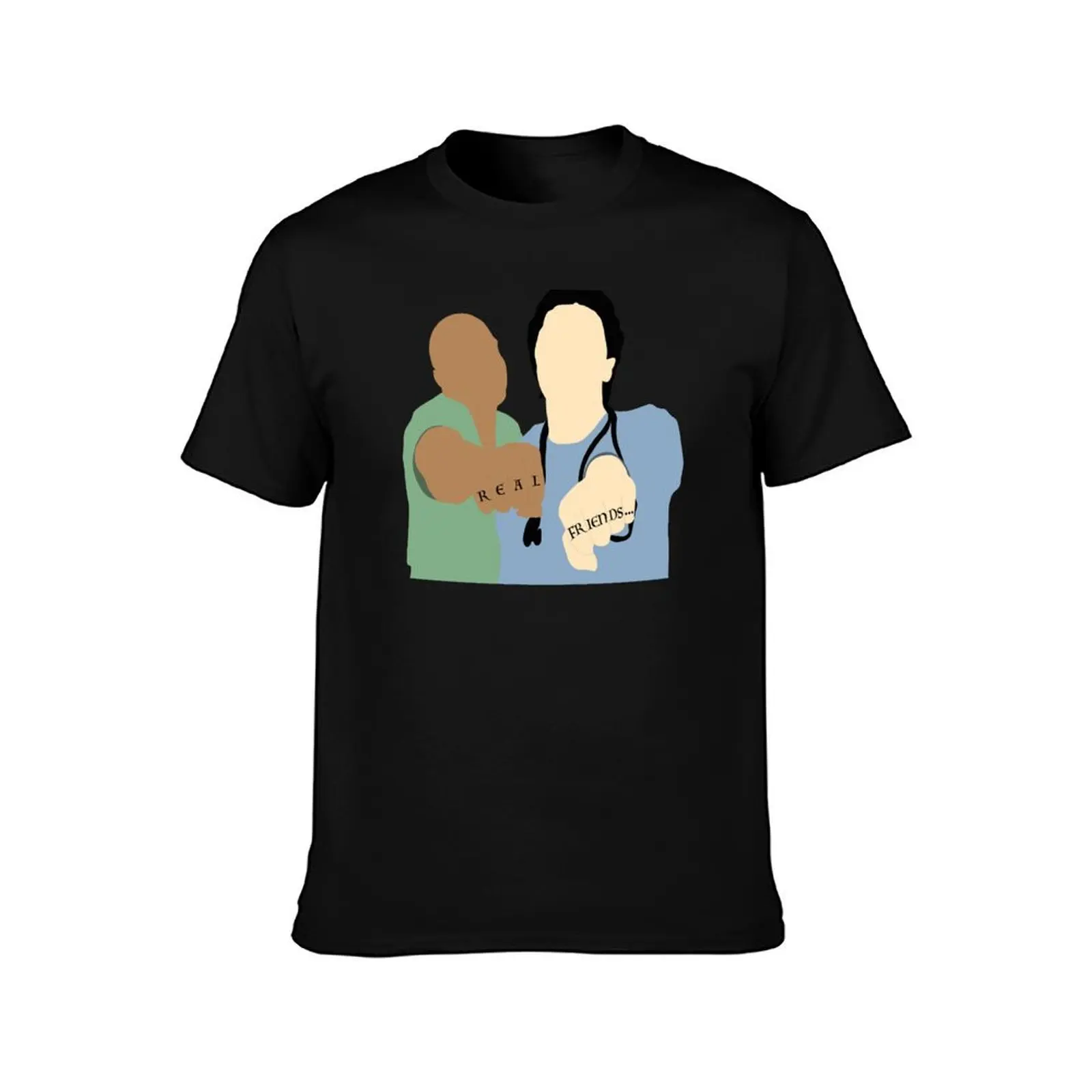 Scrubs Turk & JD - Fake Doctors, Real Friends T-Shirt Plus Size Loose Short Sleeve Top T-Shirt