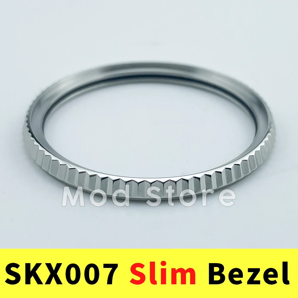 SKX007 SRPD Slim Bezel Watch Mods: 316L Stainless Steel, Thin Bezels, Polish, 120 Clicks [ Sloped Coin Edge ]