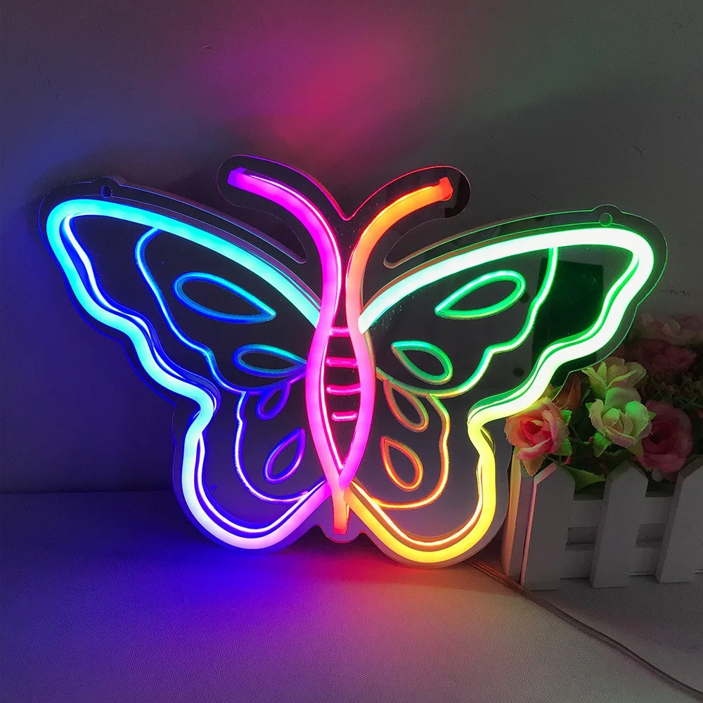 Bluetooth APP Mirror Neon Led Sign Lights for Room Decor Adjustable Color Party Decoration Start Cloud Love Shape Neon NightLamp