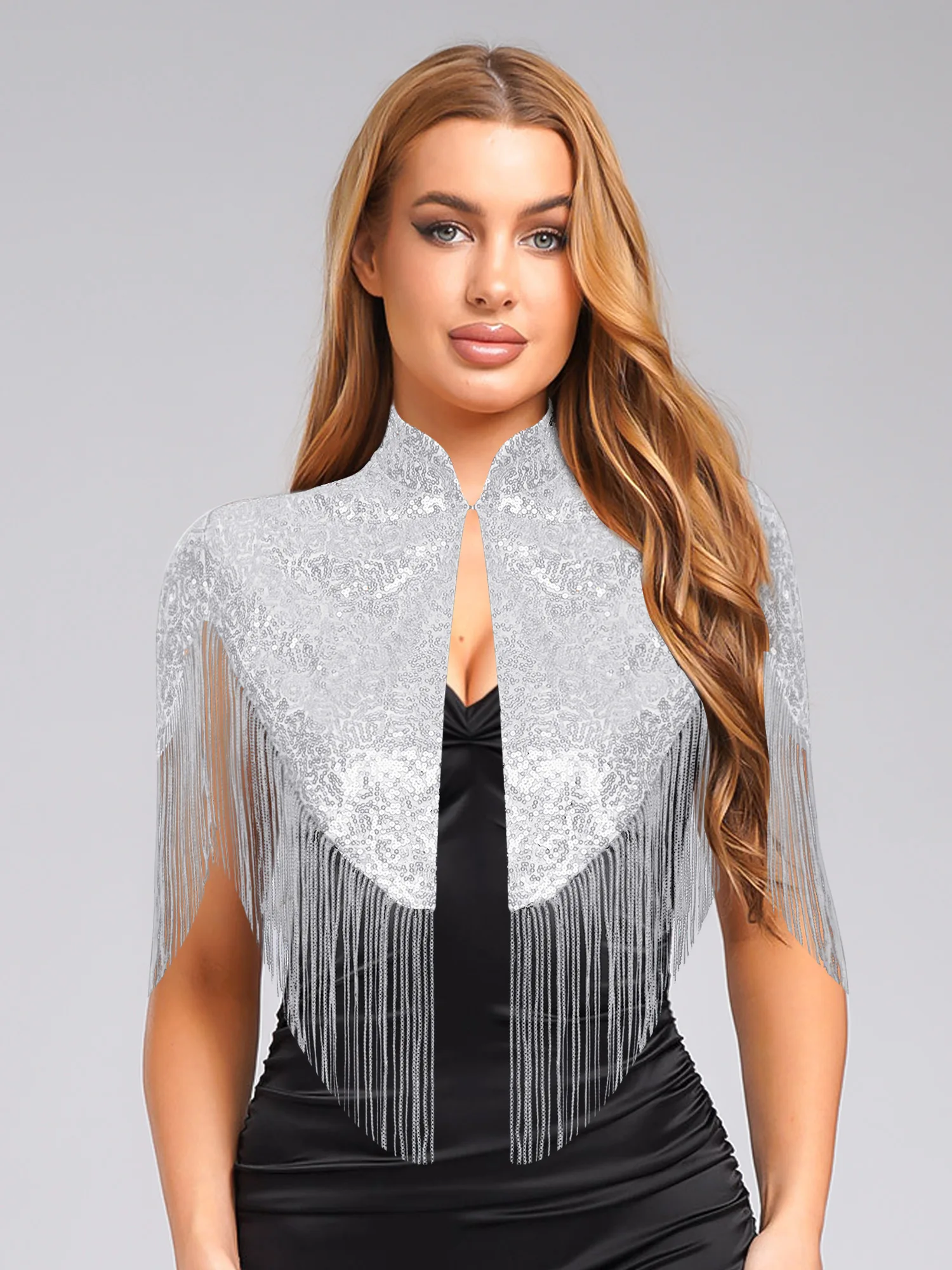 Envolturas nupciales para mujer, capa para fiesta de cóctel, chal con flecos, Bolero de lentejuelas, chal de noche para Festival, disfraz Rave, accesorios de boda