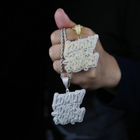 New Fashion Royal Letter Pendant Necklace Hip Hop Sparkling Cube Zirconia Men's Party Jewelry