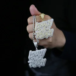 New Fashion Royal Letter Pendant Necklace Hip Hop Sparkling Cube Zirconia Men's Party Jewelry