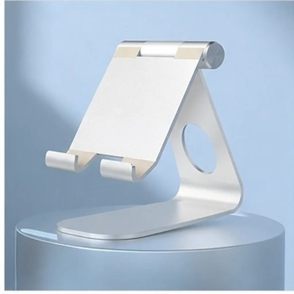 Heavy-Duty Adjustable Aluminum Tablet Stand Sticky Base Multi-Angle Viewing Anti-Slip Silicone Pad Charging Port for