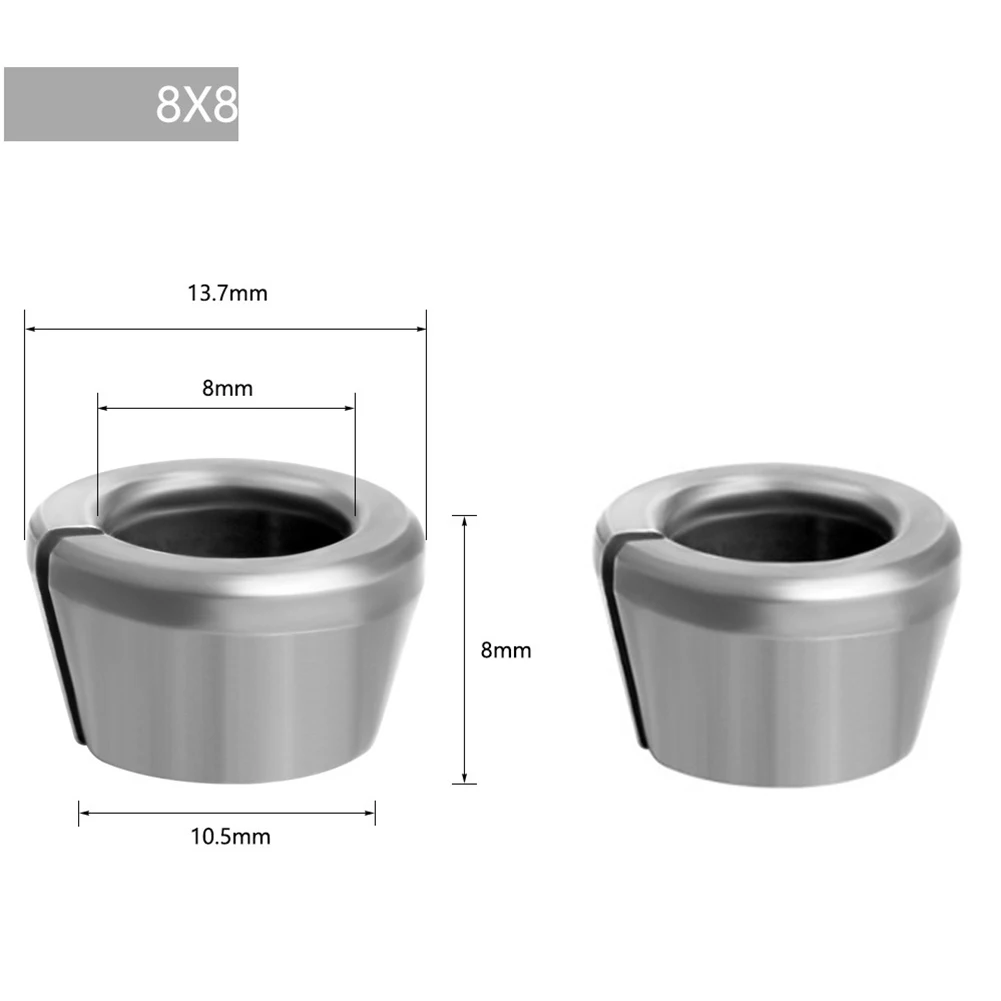 2PCS Carbon Steel Collet Chuck Adapter For Engraving Trimming Machine Wood Route Bit Collets 6/6.35/8/9.5/10mm