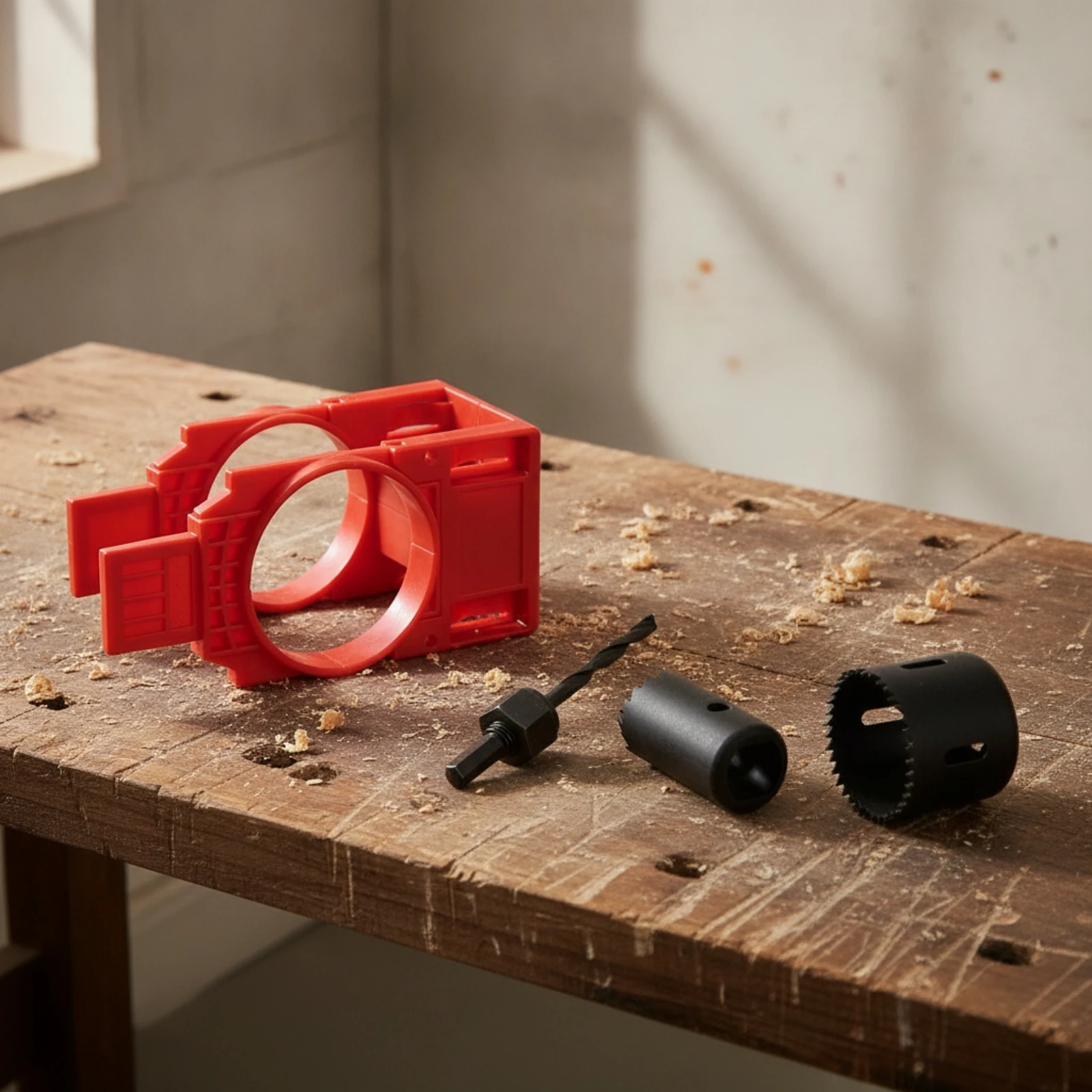 Door Lock Installation Kit with Hole Saws Straight Drilling Door Lock Installation Kit Height Alignment Reinforced for DIY Users