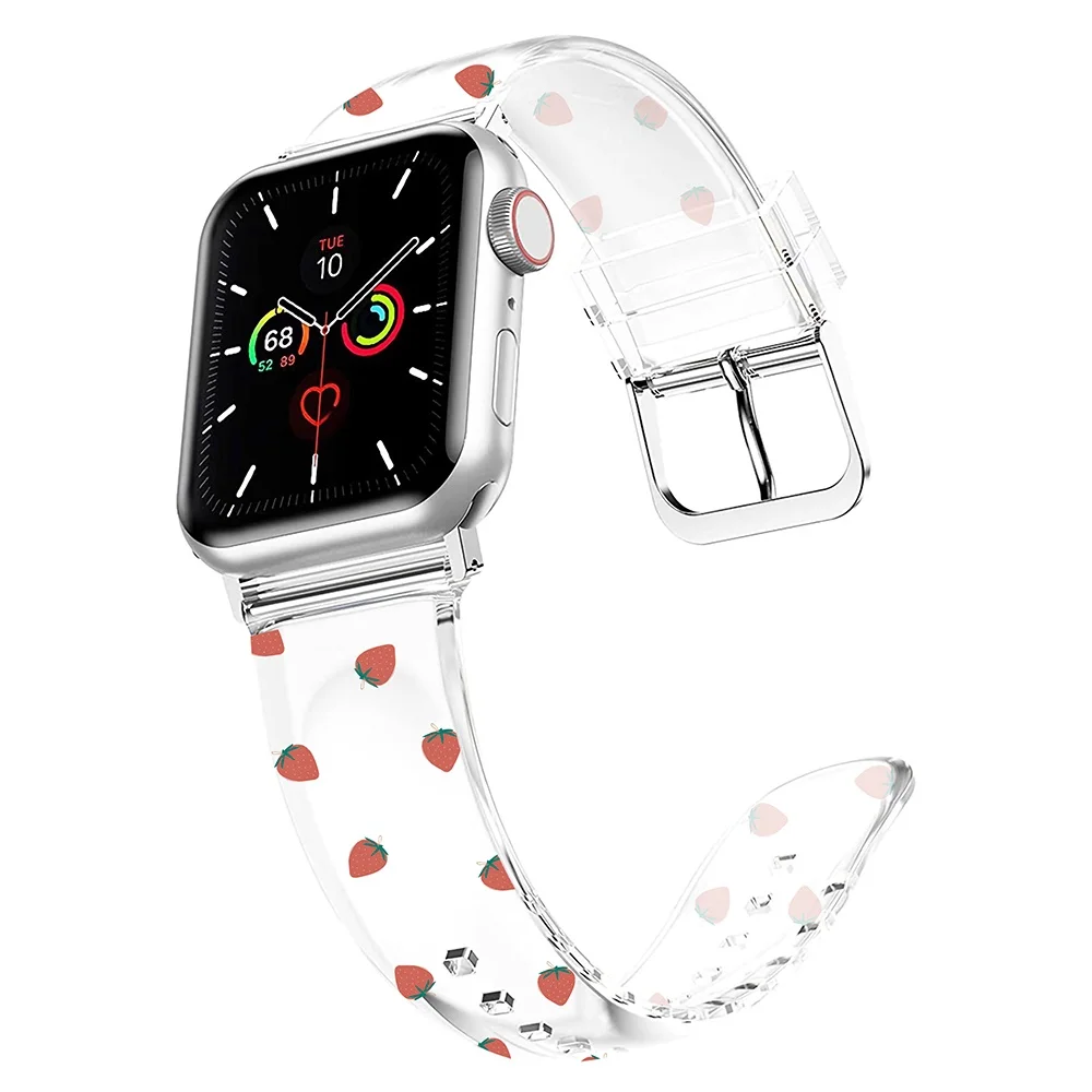 Silicone Loop Strap for Apple Watch Bands Series 7 6 band SE transparent strap Sport Watch Strap for iWatch 7 41mm45mm Bands