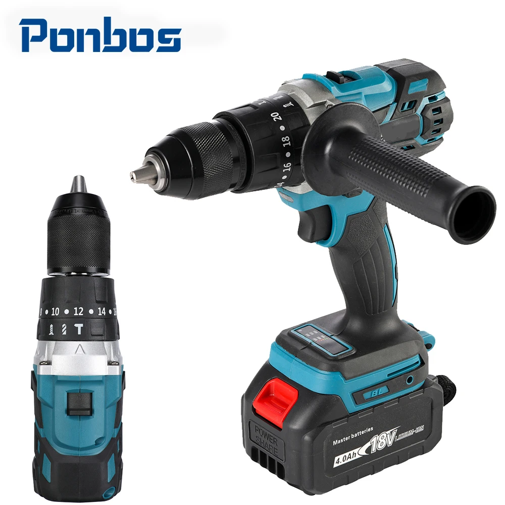 

18V Brushless Cordless Electric Driver 13MM Chuck Cordless Impact Drill Ice Drill Metal Wooden Board Color Steel Hole Opening