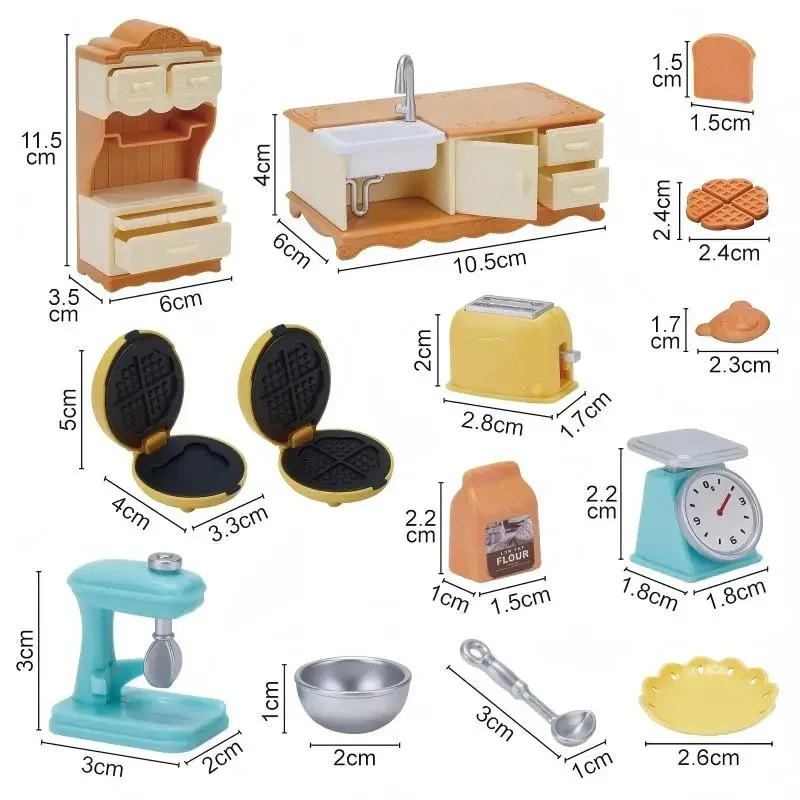 Juego de muebles en miniatura para casa de muñecas, escala 1:12. Incluye electrodomésticos de cocina en miniatura, mesa de comedor, sofá y cama. Decoración para una microescena de casa de muñecas. Juguete para juegos de simulación y regalo.