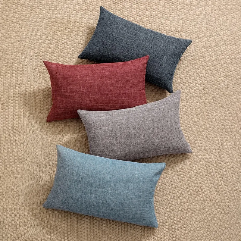 

Solid Color Cotton&linen Cushion Cover With Texture Cozy pillowcase for home sofa Decor