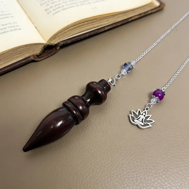 pendule divinatoire en bois naturel pour la divination, la radiesthésie, la guérison égyptienne, l'énergie Reiki, le Feng Shui, la méditation, les pendules spirituel veritable de spiritualité de questions 7 chakras