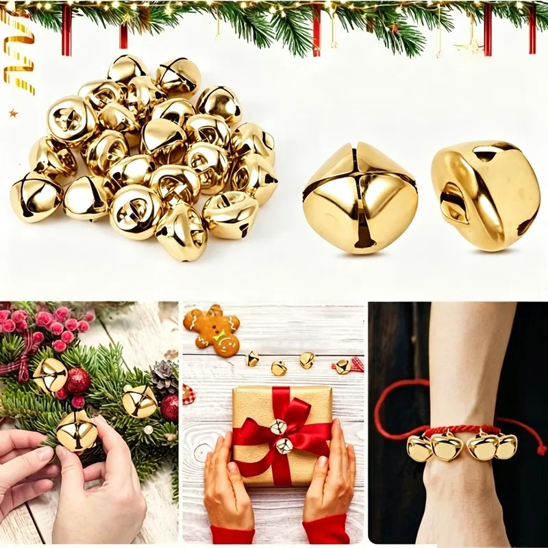 150 pcs 25mm Cross Bells, Clear Crisp Sound and Metal Alloy Material, ideal for Christmas Tree Decor, Gold