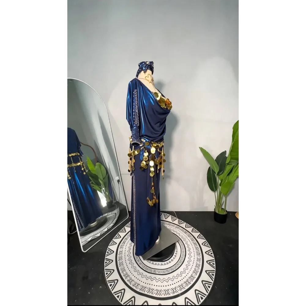 Customized Women Belly Dancewear Diamond Saidi Baladi Shabbi Folk Robe Bra Oriental Dance Group Competition Performance Dresses