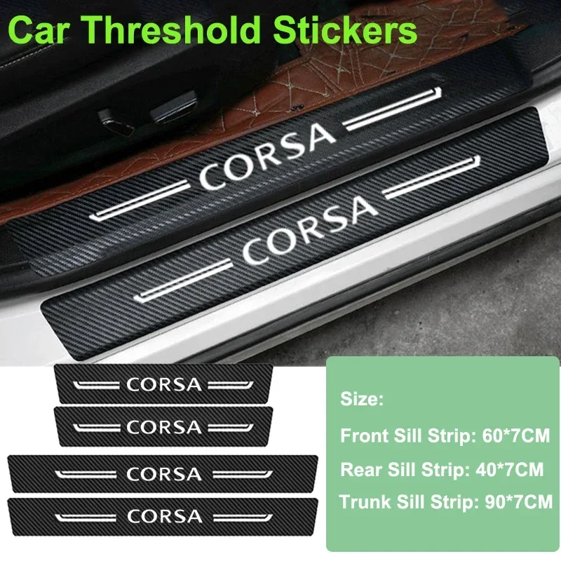 Carbon Fiber Car Door Threshold Stickers Protective Film Pedal Guards for CORSA Emblem Astra H J Insignia Mokka Zafira For Opel