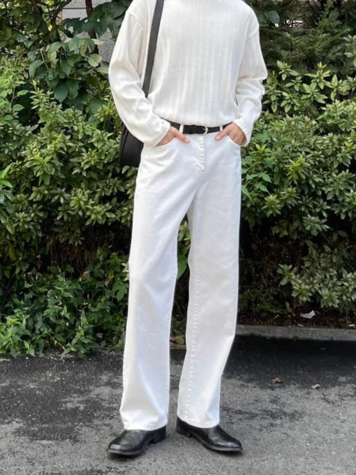 

Spring Autumn Loose Straight Leg Men's Jeans Vintage Washed Extended Length Simple Slimming Long Pants Hong Kong Style