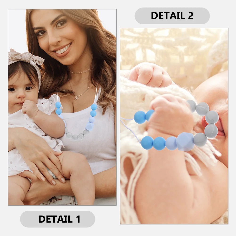 2 szt. Kolorowe naszyjniki do gryzienia dla niemowląt, silikonowe, bezpieczne, do żucia, akcesoria dla mam karmiących podczas ząbkowania