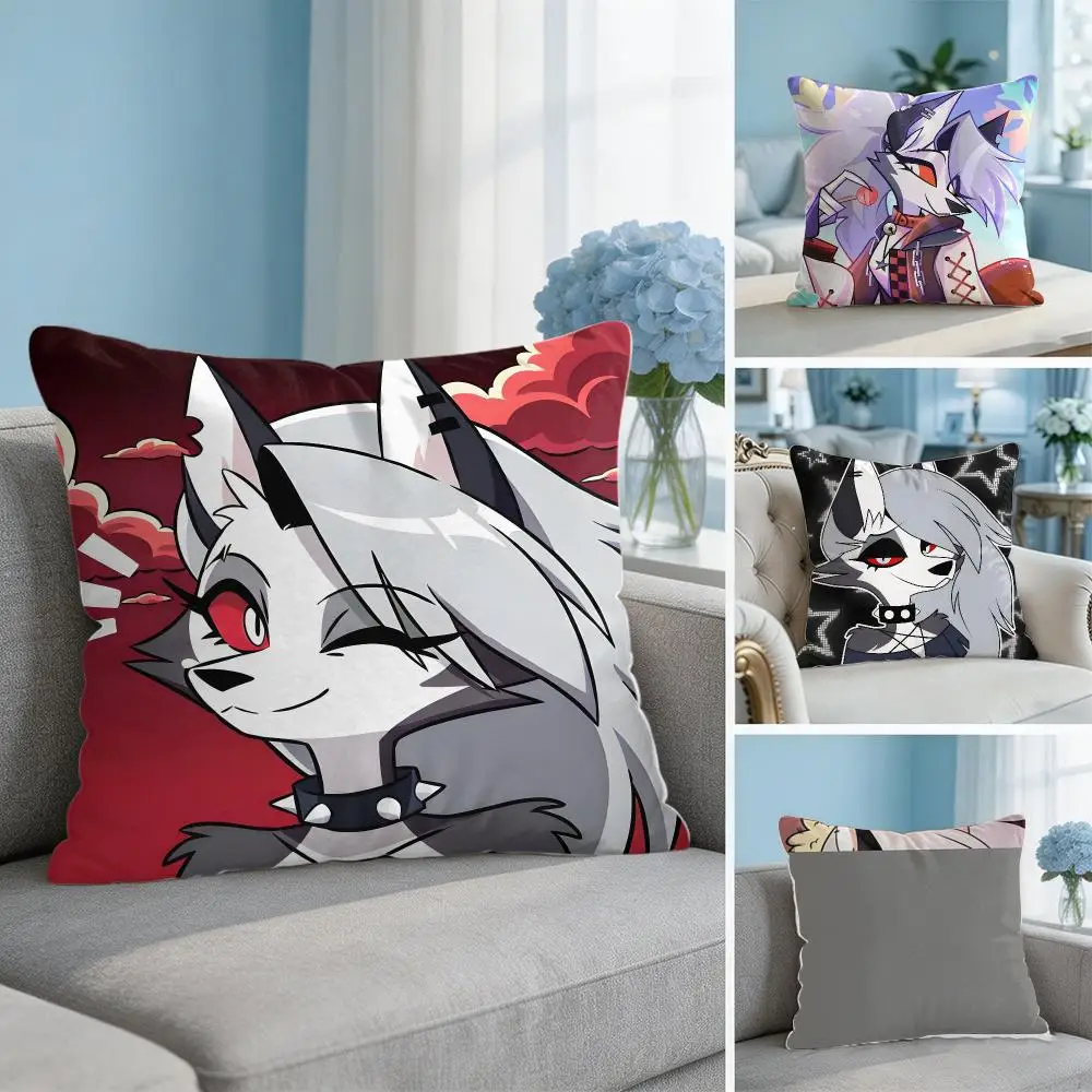 Cartoon H-Helluva Boss Loona Cushion Cover Soft Short Plush Throw Pillow Cover Hidden Zipper Cutecore Sofa Bedroom Home Decor