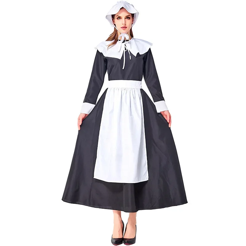 Women Costume Colonial Village Woman Adult Classic Maid Cosplay Plus Size Halloween Purim Fancy Dress